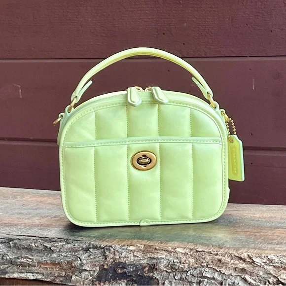 Coach Lunchbox Limited Edition Lime Top Handle Quilted Chain Crossbody Strap - Picture 9 of 16